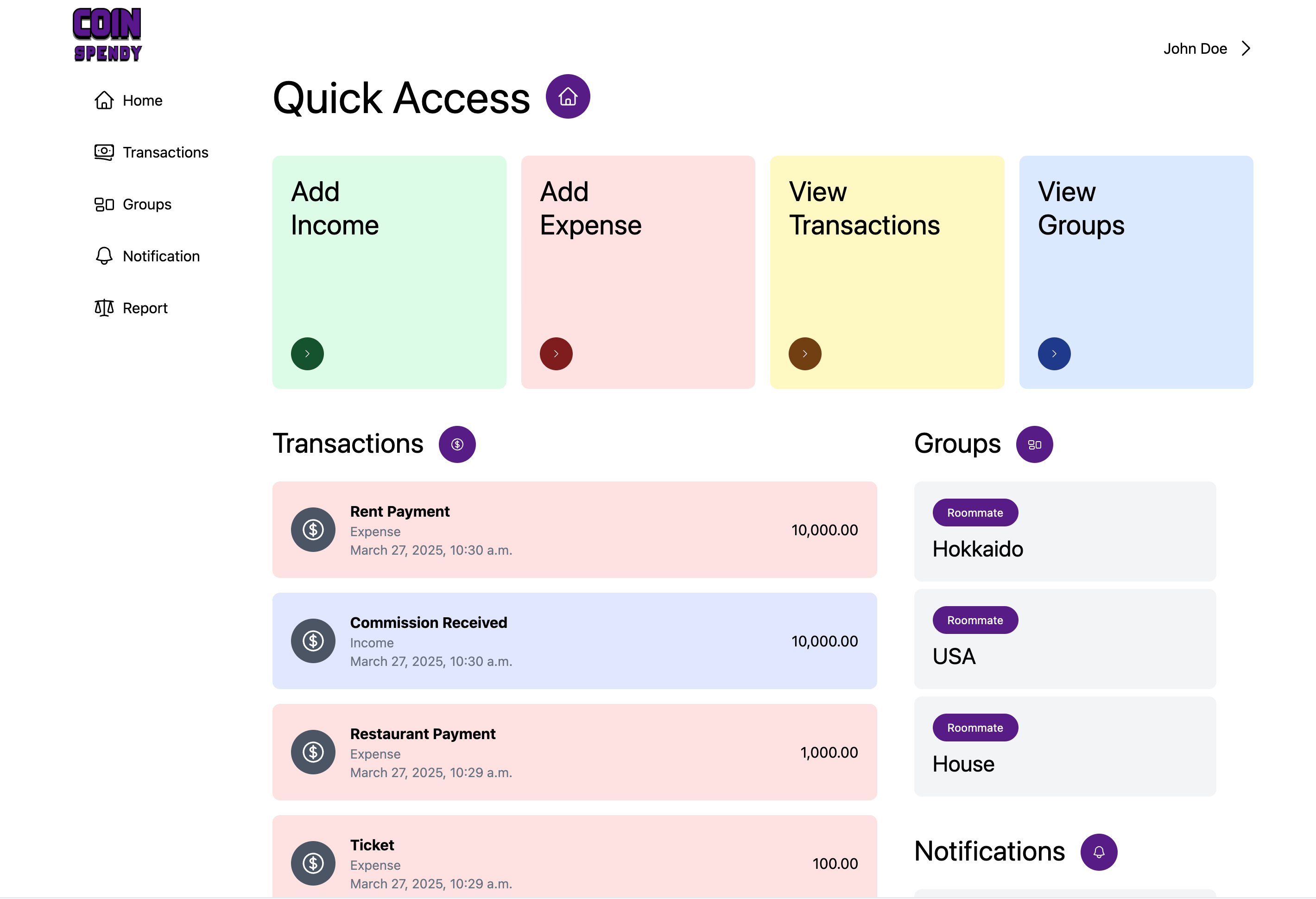 Financial Dashboard Mockup